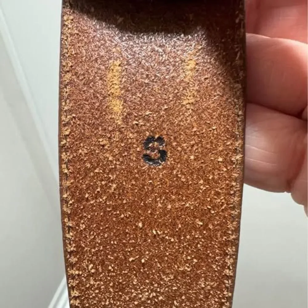 Brighton Brown Leather Belt Size S 32” Gold Brass Hardware Western Boho